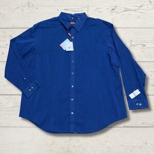 Van Heusen Traveler Blue Pinstripe Dress Shirt 2XL Big Tall Stretch NWT